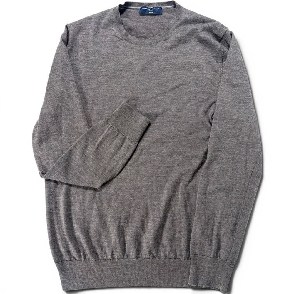 Charles Tyrwhitt Mens Medium Brown Extra Fine Merino Wool Crew Neck Sweater